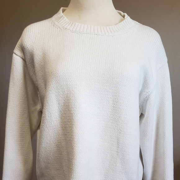 Everlane Sweater Woman's M White Ribbed Crewneck  Chunky Warm Casual Pullover - Picture 5 of 11